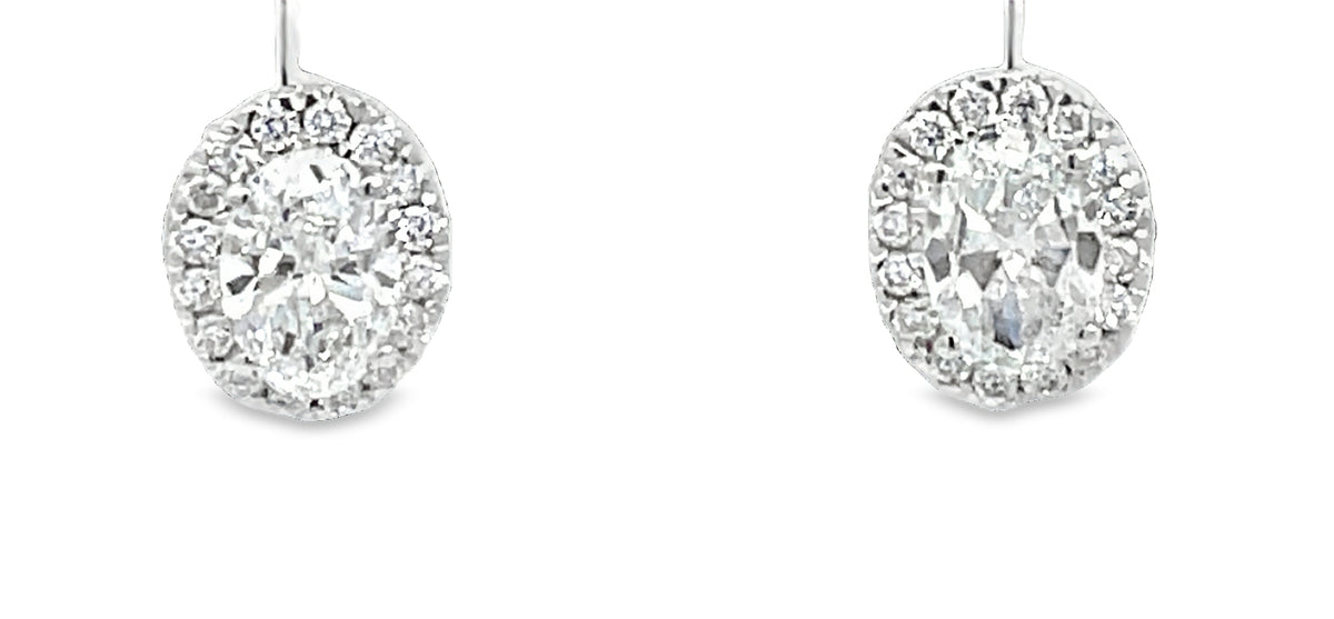 LAB GROWN OVAL & ROUND DIAMONDS 1.06CTW HALO STYLE STUDS