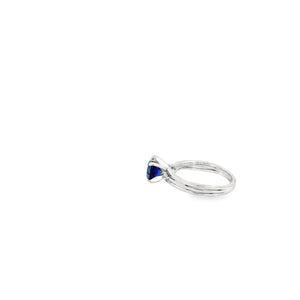 LAB GROWN ROUND SAPPHIRE & ROUND DIAMONDS 1.68ctw THREE STONE RING