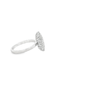 LAB GROWN OVAL & ROUND DIAMONDS 1.36ctw BEZEL VINTAGE HALO RING