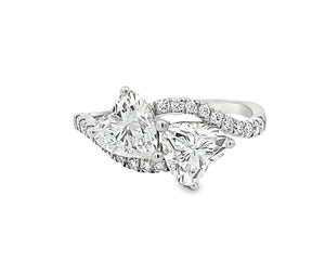 LAB GROWN HEART & ROUND DIAMONDS 2 1/4CTW TWO STONE RING