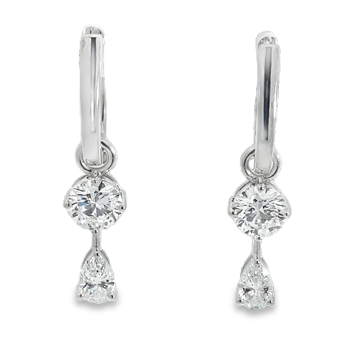 LAB GROWN ROUND & PEAR DIAMONDS 1.88CTW TWO-STONE EARRINGS