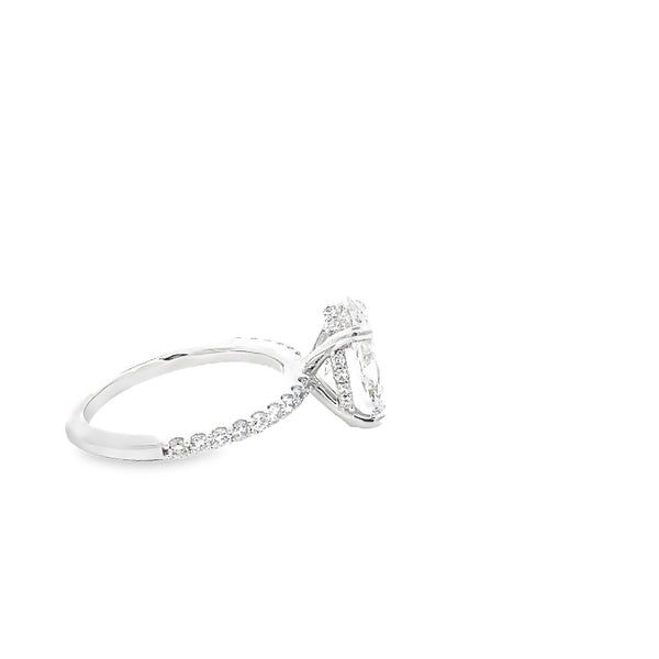 LAB GROWN OVAL AND ROUND DIAMONDS 3 3/4CTW PRONG SET ENGAGEMENT RING ...