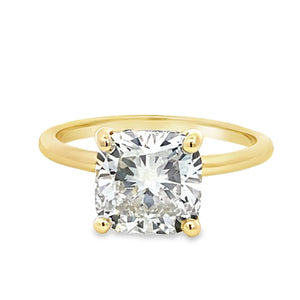 LAB GROWN CUSHION & ROUND DIAMONDS 2.80ctw SOLITAIRE ENGAGEMENT RING