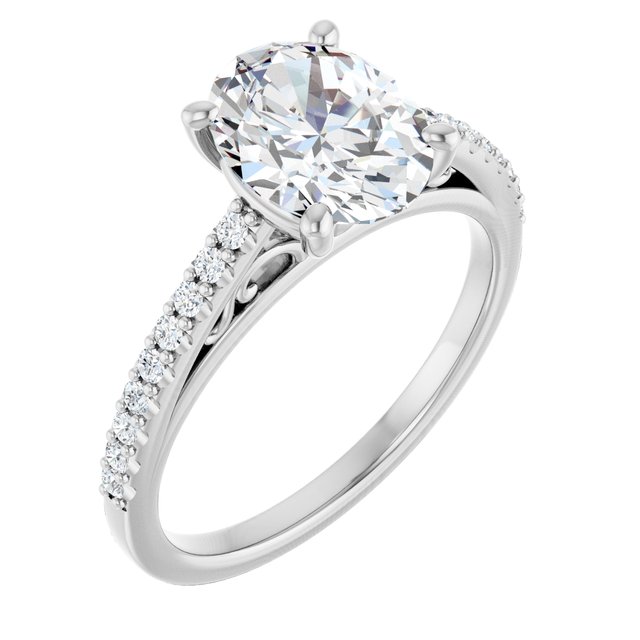 14K White Engagement Ring Mounting