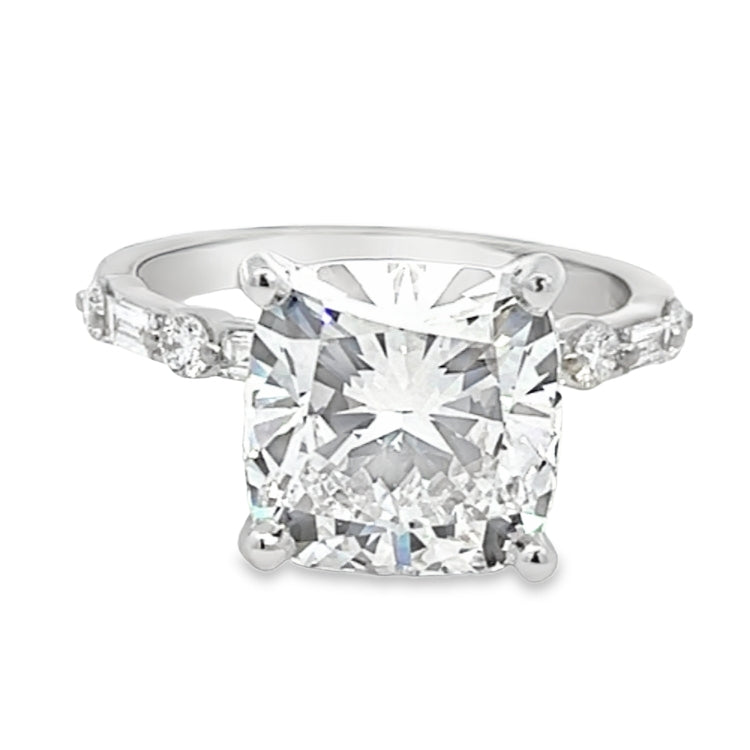LAB GROWN CUSHION, BAGUETTE, & ROUND DIAMONDS 6.21CTW PRONG AND CHANNEL SET RING