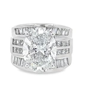 LAB GROWN OVAL & NATURAL PRINCESS & BAGUETTE DIAMONDS 8.49CTW CHANNEL RING