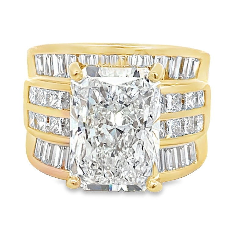 LAB GROWN RADIANT, PRINCESS AND BAGUETTE DIAMONDS 8.97CTW CHANNEL SET RING