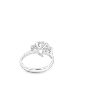LAB GROWN PEAR AND TRAPEZOID DIAMONDS 3.12CTW THREE STONE RING
