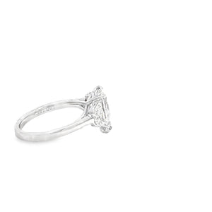 LAB GROWN PEAR AND TRAPEZOID DIAMONDS 3.04CTW THREE STONE RING