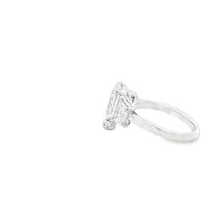 LAB GROWN PEAR & TRAPEZOID DIAMONDS 4.32ctw THREE STONE RING