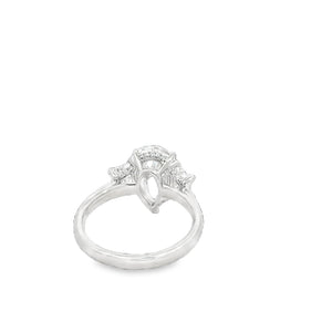 LAB GROWN PEAR & TRAPEZOID DIAMONDS 3.39ctw THREE STONE RING