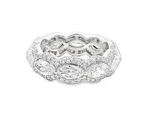 LAB GROWN MARQUISE & ROUND DIAMONDS 3.84ctw HALO STYLE ETERNITY BAND