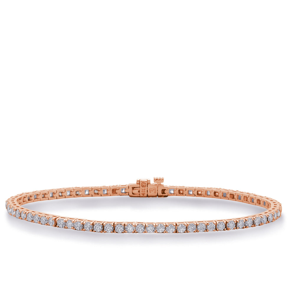 Rose Gold Diamond Tennis Bracelet-3ctw