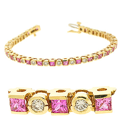 Pink Sapphire and Diamond Bracelet-5.65ctw