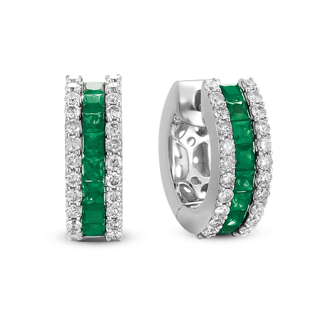 Emerald & Diamond Earrings-1.32ctw