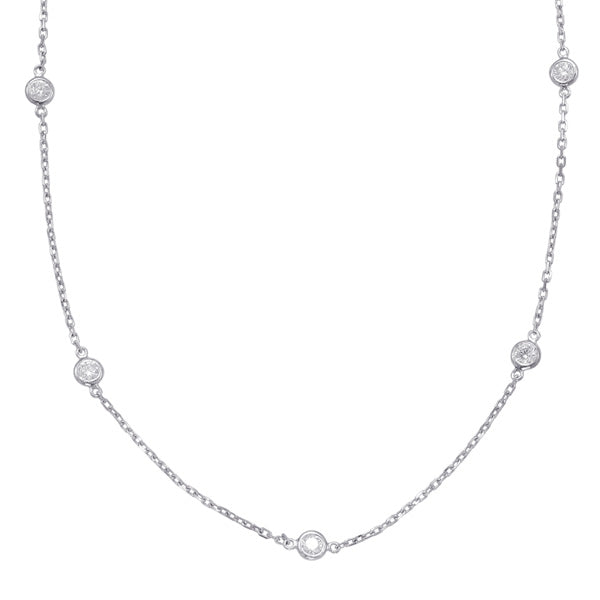 White Gold Diamond By The Yard Necklace-0.49ctw