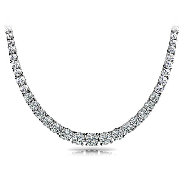 White Gold Four Prong Diamond Necklace-14.86ctw