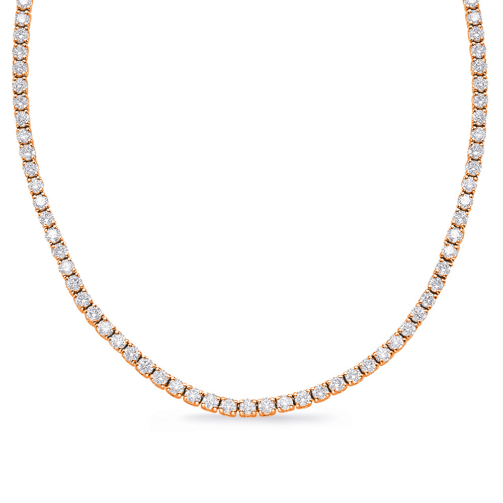 Rose Gold Four Prong Necklace-13.58ctw