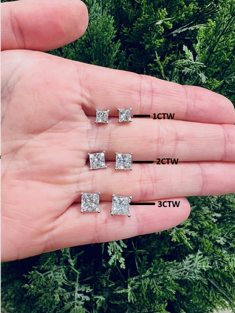 LAB GROWN PRINCESS CUT DIAMOND STUDS