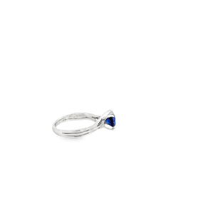 LAB GROWN ROUND SAPPHIRE & ROUND DIAMONDS 1.68ctw THREE STONE RING