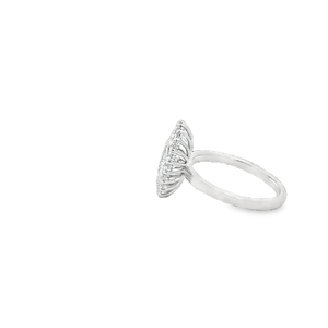 LAB GROWN OVAL & ROUND DIAMONDS 1.36ctw BEZEL VINTAGE HALO RING