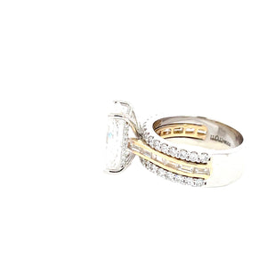 LAB GROWN RADIANT, BAGUETTE, & ROUND DIAMONDS 6.47CTW CHANNEL AND PRONG SET RING
