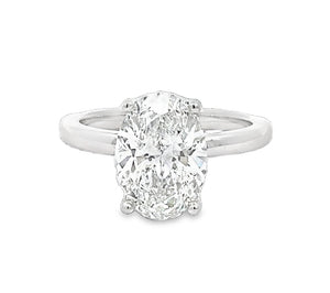 LAB GROWN OVAL & ROUND DIAMONDS 3.16ctw SOLITAIRE RING