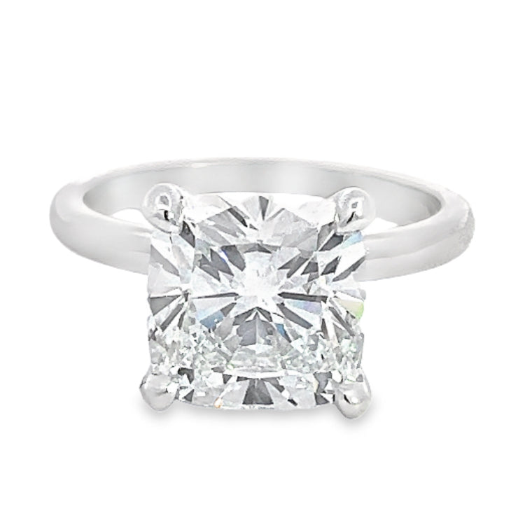 LAB GROWN CUSHION DIAMOND 4.09CT SOLITAIRE ENGAGEMENT RING