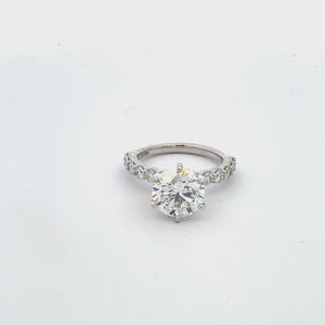 LAB GROUND ROUND DIAMONDS 4.06ctw PRONG SET RING