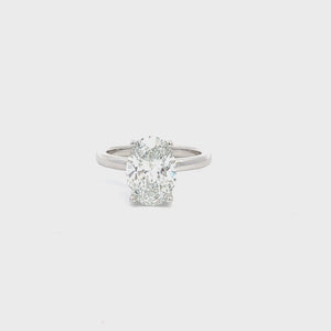 LAB GROWN OVAL & ROUND DIAMONDS 3.16ctw SOLITAIRE RING