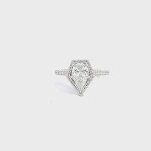 LAB GROWN PEAR AND ROUND DIAMONDS 1 1/3CTW FANCY HALO RING
