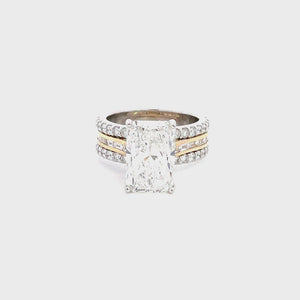 LAB GROWN RADIANT, BAGUETTE, & ROUND DIAMONDS 6.47CTW CHANNEL AND PRONG SET RING