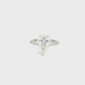 LAB GROWN PEAR AND ROUND DIAMONDS 4.15CTW ENGAGEMENT RING